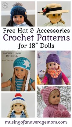 Free Crochet Hats, Girls Hat Pattern, My Life Dolls, Crochet Doll Clothes Free Pattern, Crochet Doll Clothes Patterns, American Girl Crochet, Girls Crochet Hats, Doll Hats, Accessories Crochet