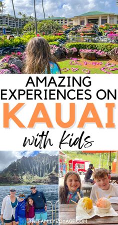 some kids and adults are enjoying an experience on kauai with the kids in front