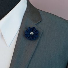 Mens Flower lapel pin Navy Blue Flower Lapel Pin | Etsy Blue Wedding Brooches With Handmade Flowers, Formal Blue Flower Brooch, Formal Blue Flower Brooches, Blue Flower Lapel Pin For Gift, Japan Flower, Flower Lapel, Pin Man, Blush Wedding Flowers, Wedding Boutonniere