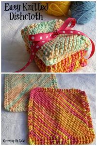 crocheted dishcloths with pink ribbon and polka dots on them are shown