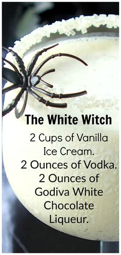 White Chocolate Liqueur, The White Witch, Halloween Drinks Alcohol, Mixed Drinks Alcohol, Liquor Drinks, Chocolate Liqueur, Halloween Cocktails