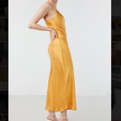 Size Small Never Worn! Tiny Snags On The Side Of The Dress (Photo Attached) Chic Yellow Bias Cut Dress, Yellow Bias Cut Summer Dress, Yellow Bias Cut Dress For Summer, Yellow Bias Cut Dress For Spring, Dress Photo, Oak And Fort, Midi Slip Dress, On The Side, Favorite Color