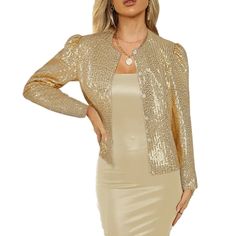 PRICES MAY VARY. One sequin jacket is included This is a jacket that blends trendy sequin elements, with sparkling sequins, button closure, long sleeves, and fluffy shoulder design. It has exquisite and durable seams that are not easy to fall off or split. Wearing a shiny sequin jacket, you can shine brilliantly at night and stand out from the crowd Suitable for disco halls, nightclubs, role playing costumes, rock and roll holiday pop music festival costumes, dance team performance costumes, wed Sparkle Blazer, Team Performance, Costumes Dance, Wedding Suits Groom, Womens Jackets Casual, Blazer Jackets For Women, Festival Costumes, Button Long Sleeve, Dance Team