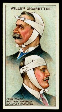 two men with bandages on their heads are depicted in this postcard from the early 1900's