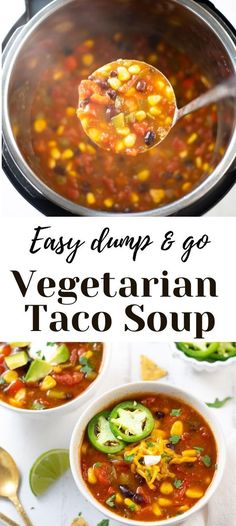 easy dump and go vegetarian taco soup in a crock pot