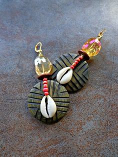 Cowrie Earrings, Diy Earrings Tutorial, Coconut Earrings, Afro Earrings, Horn Earrings, African Earrings