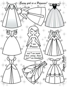 the paper doll is designed to look like princesses