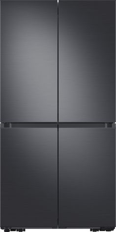 a black refrigerator freezer with four doors