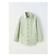 RELAXED FIT OVERSHIRT Zara Cotton Shirt With Pockets, Trendy Zara Cotton Shirt, Zara Collared Casual Tops, Zara Cotton Tops With Pockets, Zara Collared Top, Zara Cotton Top With Pockets, Zara Green Long Sleeve Shirt, Casual Green Zara Shirt, Zara Long Sleeve Cotton T-shirt