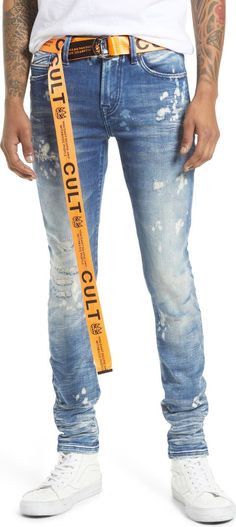 CULT OF INDIVIDUALITY Punk Men's Distressed Super Skinny Jeans | Nordstromrack Ripped Stretch Jeans For Streetwear, Stretch Ripped Jeans For Streetwear, Urban Style Ripped Fitted Jeans, Urban Ripped Fitted Jeans, Urban Style Distressed Fitted Jeans, Urban Distressed Fitted Jeans, Punk Man, Paint Splatters, Punk Rock