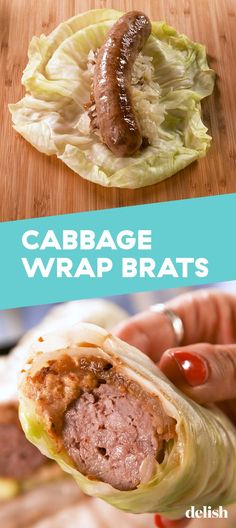 cabbage wrap brats with sausage wrapped in lettuce