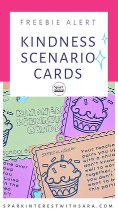 a bunch of cards with the text freebie alert kindness, sendo cards on them