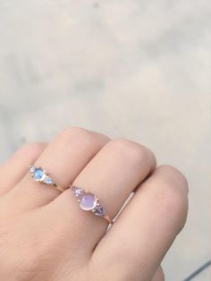 Penelope Moonstone ring, Moonstone and  rosecut sapphire ring, 3 stone ring, 14k gold rainbow moonstone ring Blue Moonstone Ring, Ring Bearer Beach Wedding, Penny Ring, Light Sapphire Ring, Fancy Stuff, Light Blue Sapphire, Jewerly Set, Baby Help, Lapis Jewelry