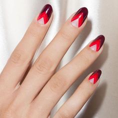 Manicures Ideas, Nails Squoval, Chevron Nail Art, Chevron Nails, Squoval Nails, Red Acrylic Nails, Long Nail Designs, Winter Nails Acrylic, Red Nail Designs