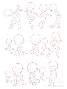 various poses and expressions for cartoon characters