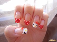 Hello Kitty Nails! LOVE them! Hunger Games Nails, Hello Kitty Nail Art, Kitty Nail Art, Hello Kitty Nail, Hello Kitty Nails Art, Kitty Nail, Kawaii Nail Art, Kitty Nails, Japanese Nail Art