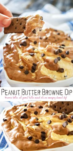 this peanut butter brownie dip is so good it's made with only 3 ingredients