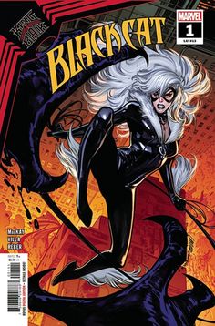 the cover to black cat vol 1, featuring an image of a woman with white hair and