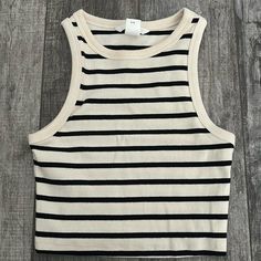 Never Worn Before. Cream Tank Top, Strappy Tank Tops, Crop Top Shirts, Striped Crop Top, Striped Tank Top, Distressed Black Jeans, Lace Tank Top, Striped Tank, Printed Tank Tops