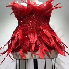 Red Feather Luxe: Tube Top Performance Mini – StylinArts Red Feather Dress, Phoenix Goddess, Red Fringe Dress, Dress Feathers, Phoenix Costume, Singer Stage, Goddess Dress, Red Feather, Tube Top Dress