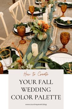 an image of a table set for a wedding with flowers and greenery on it