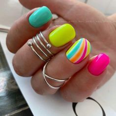 Nail Design Glitter, Summer Acrylic, Summer Gel Nails, Colorful Nails, Summery Nails, Nails 2023, Short Acrylic Nails Designs