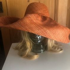 Gorgeous Warm Light Rust Color. It’s Really Not Floppy, It Forms And Bends With Our Creasing. This Hat Is Worthy To The Derby. Price Is Firm Also To Account For Additional Large Box Shipping. And Does Not Apply To The 50% Off Sale. Elegant Brown Fitted Sun Hat, Elegant Fitted Brown Sun Hat, Brown Evening Hat For Summer, Brown Summer Evening Hat, Orange Straw Hat For Summer Vacation, Casual Orange Straw Hat For Spring, Orange Wide Brim Sun Hat For Spring, Adjustable Orange Straw Hat For Summer, Orange Straw Hat For Summer Beach