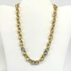 16” gold chain link necklace with alternating pave links and a silver pave toggle closure Gold Chain Link Necklace, Chain Link Necklace, Link Necklace, Gold Chain, Chain Link, Gold Chains, Sparkle, Chain, Silver