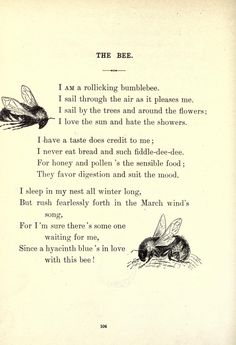 an old book page with two bees and the words, i am a little bee