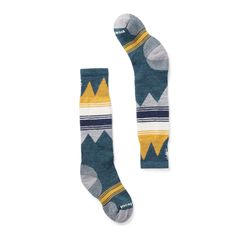 Keep your little ones warm and cozy all day on the slopes with the Kids' Ski Light Cushion OTC Socks. With a playful mountain print, a flat knit toe seam for additional comfort, and the warmth of Merino wool, even the smallest skiers can go far and feel good. | Smartwool Kids' Ski Over The Calf Socks in Twilight Blue | Size: Medium Smartwool Socks, Popular Hats, Twilight Blue, Over The Calf Socks, Kids Skis, Ski Socks, Cycling Socks, Basketball Socks, Hiking Socks