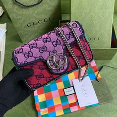 Gucci Marmont Multicolor Small Shoulder Bag – Bags Arena Luxury Multicolor Bags With Original Box, Designer Shoulder Bag With Logo For Travel, Designer Rectangular Bag With Logo, Designer Rectangular Bags With Logo, Replica Louis Vuitton, Lv Logo, House Logo, Gucci Marmont, Card Case Wallet