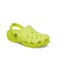 Crocs-Classic Geometric Clog It’s the iconic clog that started a comfort revolution around the world! The go-to comfort shoe, the Crocs Classic Geometric Clog offers lightweight Iconic Crocs Comfort™; a color for every personality, and an ongoing invitation to be comfortable in your own shoes. This quick-drying pair is water friendly, buoyant, and designed with ventilation holes for added breathability. A pivoting heel strap secures the fit. Yellow Rubber Sole Clogs For Outdoor, Yellow Synthetic Clogs With Round Toe, Yellow Synthetic Clogs For Spring, Yellow Synthetic Clogs With Rubber Sole, Modern Synthetic Clogs With Slip-resistance, Yellow Slip-resistant Slip-on Clogs, Yellow Slip-on Slip-resistant Clogs, Modern Synthetic Clogs For Outdoor, Yellow Closed Toe Synthetic Clogs