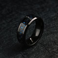 Titanium Carbon Fiber Wedding Ring Black Titanium Engagement Ring, Black And Blue Wedding Bands For Men, Mens Wedding Bands Carbon Fiber, Navy Blue Wedding Rings, Carbon Fiber Wedding Band Men Rings, Boyfriend Rings, Mens Sapphire Wedding Band, Mens Wedding Bands Blue, Carbon Fiber Wedding Band