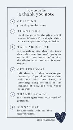 a thank note with the words, how to write a thank note