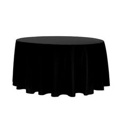 a black round tablecloth on a white background