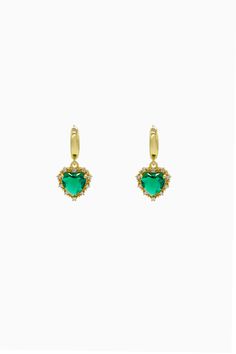 Elevate your style with the enchanting Bella Green Gold Earring, transporting yourself into a magical fairy tale world. Materials: High quality brass, Artificial gems. Length: 1.5 inch or 4 cm. Green Metal Clip-on Earrings For Gift, Green Tarnish Resistant Hoop Earrings For Gift, Enchanting Gold Jewelry For Gifts, Heart-shaped Green Jewelry With Matching Earrings, Metal Earrings With Jewels, Round Jeweled Metal Earrings, Round Metal Earrings With Jewels, Green Brass Jewelry For Party, Metal Earrings For May Birthstone Gift