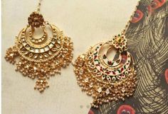 Indian jewelry, big gold chandbalis, traditional jewelry, kundan plated chandbalis, indian earrings, Indian Bridal Earrings, Jewelry Kundan, Jewelry Big, Bali Earrings, Earrings Indian, Indian Earrings, Oxidised Jewellery, Traditional Jewelry, Screw Back Earrings