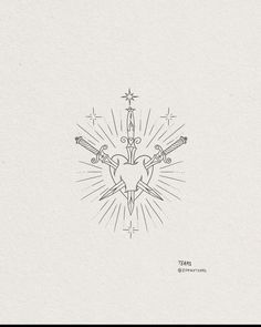 a drawing of two crossed swords on top of each other in the shape of a heart