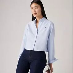 Jody Shirt - Blue | Levi's® US Boot Embroidery, Ribcage Jeans, Shirt Blouses Tops, Relaxed Jeans, Chino Jeans, Loose Jeans, Tapered Jeans, Short Shirts, Outerwear Sweater