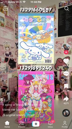 an image of a cell phone screen with anime characters on it