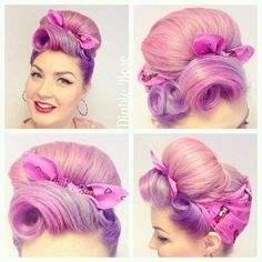 Pink Hair Ideas, 40s Hairstyles, Pinup Hair, Wedding Fotos, 1940s Hairstyles, Fancy Hairstyles