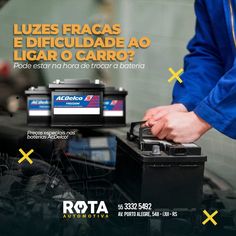 an advertisement for the new battery company, rota automotnificaciones