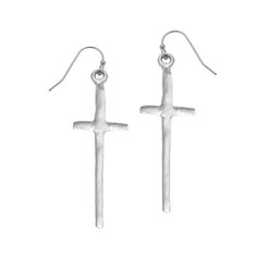 Tall Silver Cross Earrings • 1 and 7/8" inches • Triple plated 24K gold • Handmade in San Antonio, TX Cross Earrings, Silver Cross, Silver Plate, Silver Earrings, Plating, Silver, Gold