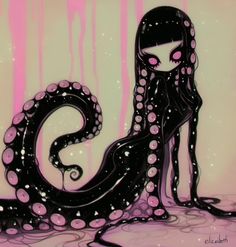 an octopus is sitting in front of a pink background