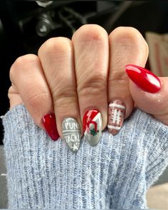 Fall Football Nails, Ohio State Nails Designs, Ohio State Nails, Football Nails, Press Nails, Fall Football, Nails And Makeup, Ohio State, Nails Designs