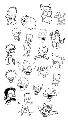 the simpsons characters are drawn in black and white