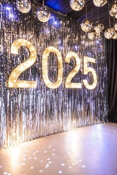 NYE Party Backdrop with Sparkling Beaded Curtains and Shimmering Foil Fringe Curtains - Silver and Gold Party Decor Nye Photo Backdrop, Sequin Curtain Backdrop, Silver And Gold Party, Gold Party Decor, Sequin Curtains, Fringe Curtains, Sparkly Party, Shimmer Wall