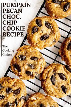 pumpkin pecan choc chip cookie recipe on a cooling rack