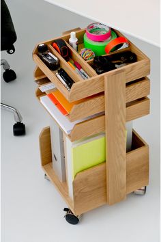 Wooden Storage Trolley | Wireworks Casper | Woodfurniture.com Storage Trolley, Conran Shop, Home Office Storage, Stationery Organization, Stationery Store, Oak Cabinets, Office Storage, Work Space Organization, Wooden Storage