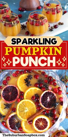 sparkling pumpkin punch recipe with oranges and cranberries